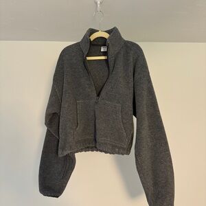 TNA Gray Zip-Up Fleece Pullover